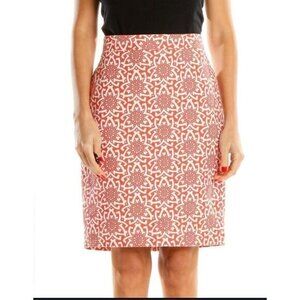 J.Crew Pink Printed Holiday Pencil‎ Skirt Size 8 NWOT